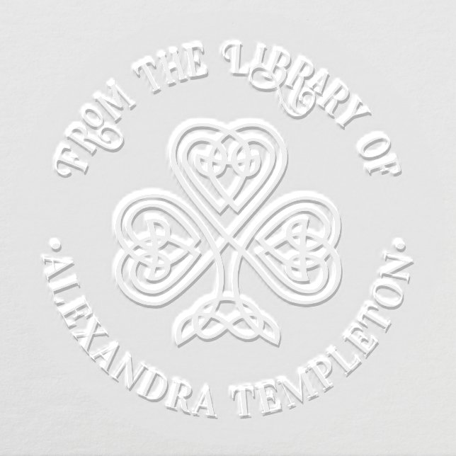 Celtic Knot Shamrock Library Book Name #3P Embosser (Design)