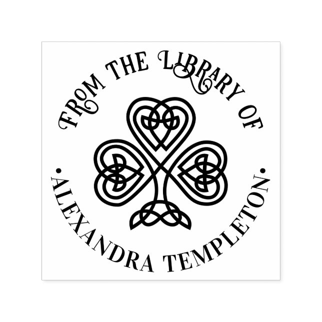 Celtic Knot Shamrock Library Book Name #3P Self-inking Stamp (Design)