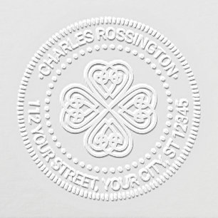 Celtic Knot Shamrock Name Return Address Embosser