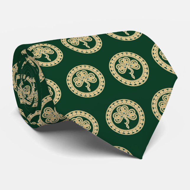 Celtic Knot Shamrock Neck Tie (Rolled)