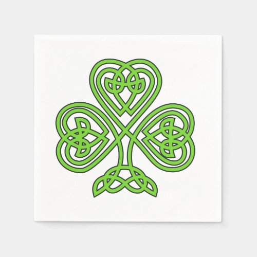 Celtic Knot Shamrock on White Napkins