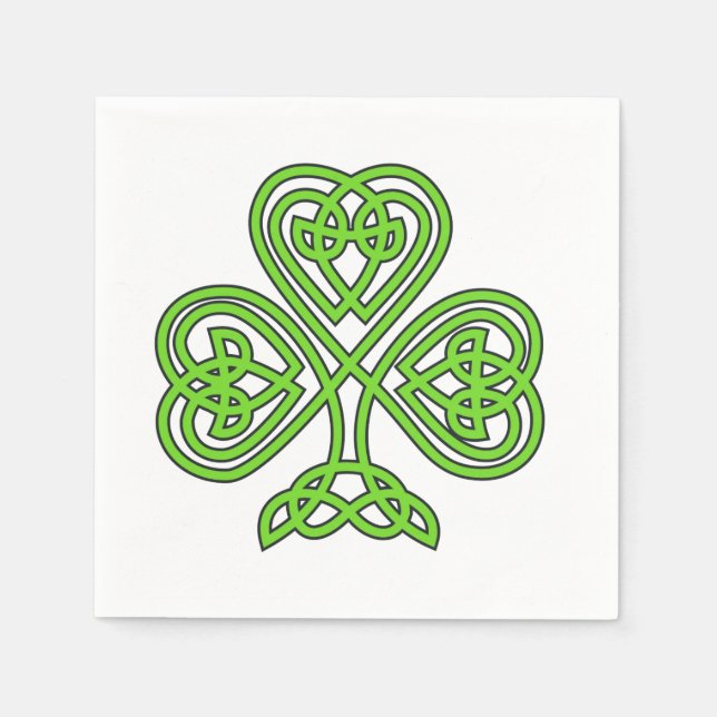 Celtic Knot Shamrock on White Napkins (Front)