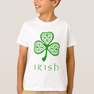 Celtic Knot Shamrock over Irish text T-Shirt