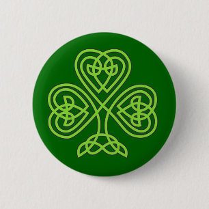 celtic knot shamrock pinback button