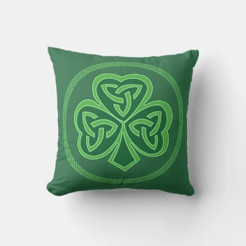 Celtic Knot Shamrock Throw Pillow
