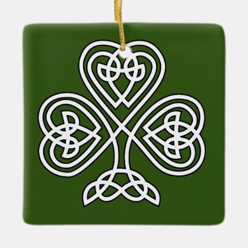 Celtic Knot Shamrock Tile Ceramic Ornament