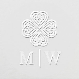 Celtic Knot Shamrock Wedding Couple Initials Embosser