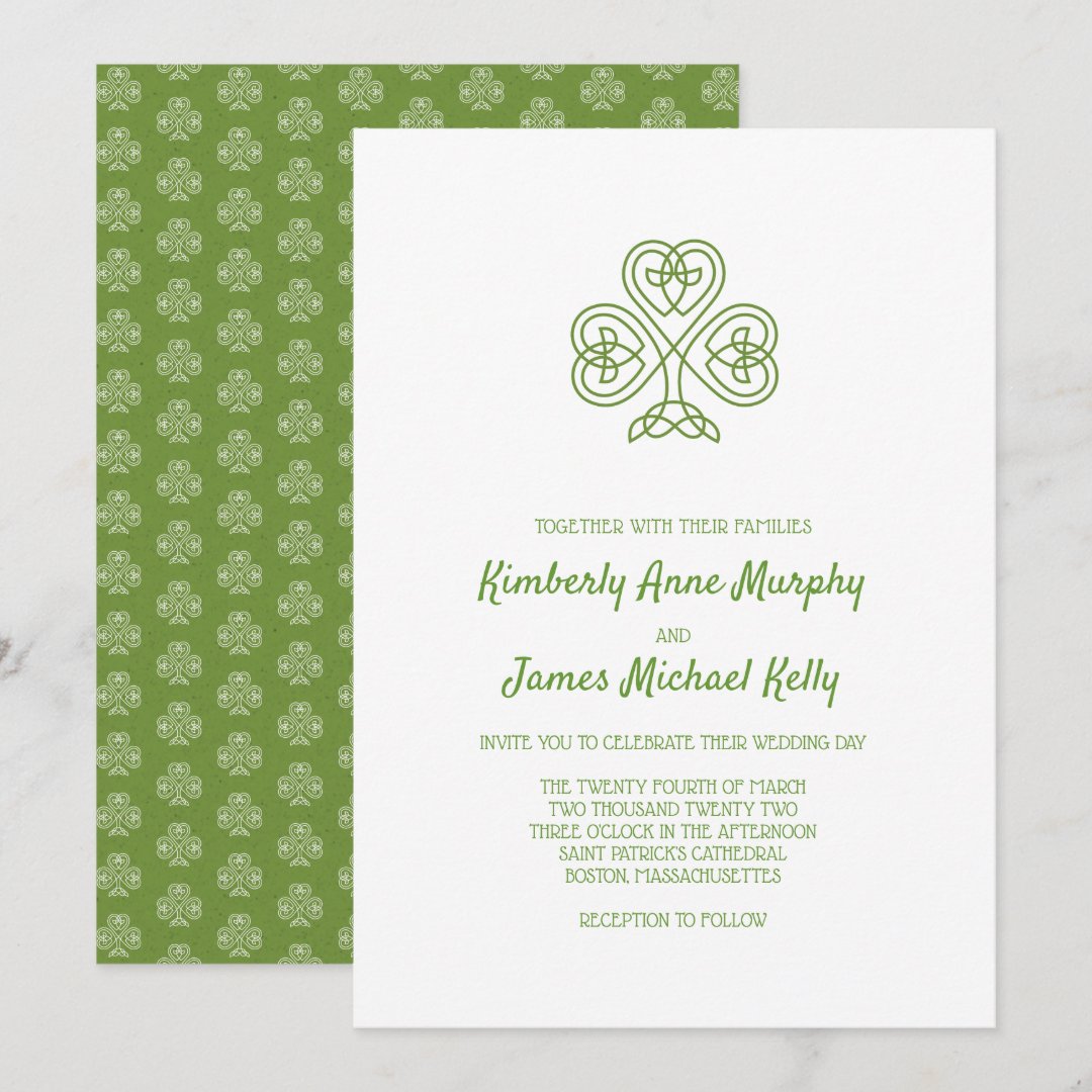 Celtic Knot Shamrock Wedding Invitation Zazzle