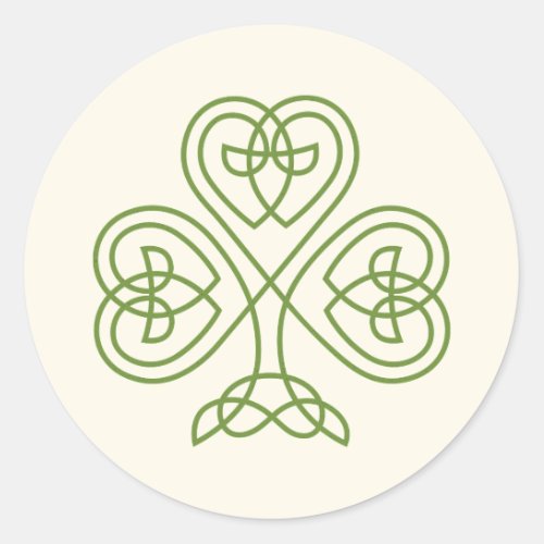 Celtic Knot Shamrock Wedding Ivory Classic Round Sticker