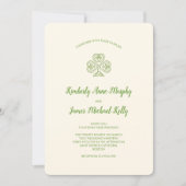 Celtic Knot Shamrock Wedding Ivory Invitation (Front)
