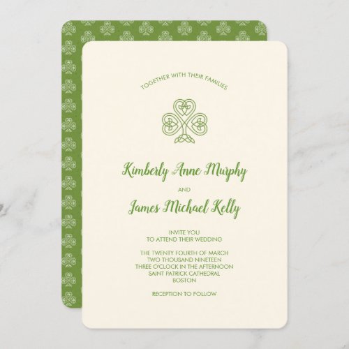Celtic Knot Shamrock Wedding Ivory Invitation