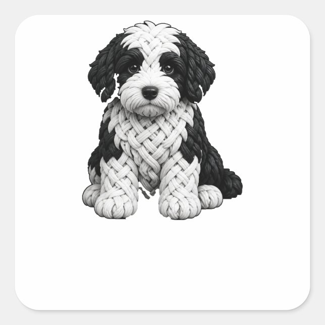 Celtic Knot Sheepadoodle Square Sticker (Front)