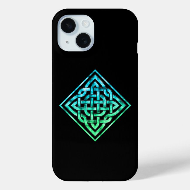 Celtic Knot - Single Blue Green iPhone 15 Case