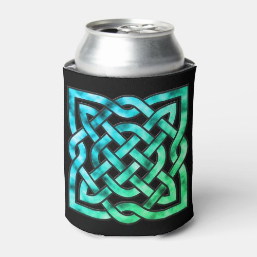 Celtic Knot _ Single Square Blue Green Can Cooler