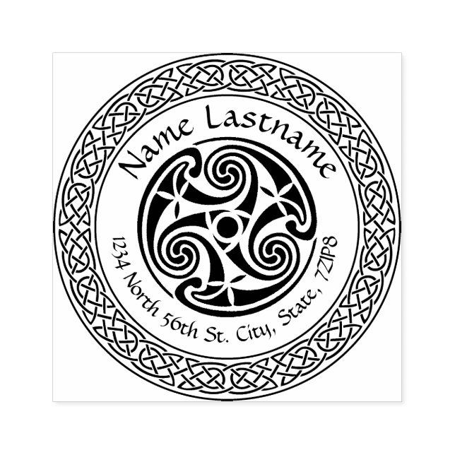 Celtic Knot & Spiral personalized rubber stamp (Imprint)