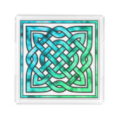 Celtic Knot - Square Blue Green Acrylic Tray (Front)