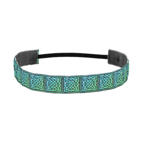 Celtic Knot _ Square Blue Green Athletic Headband