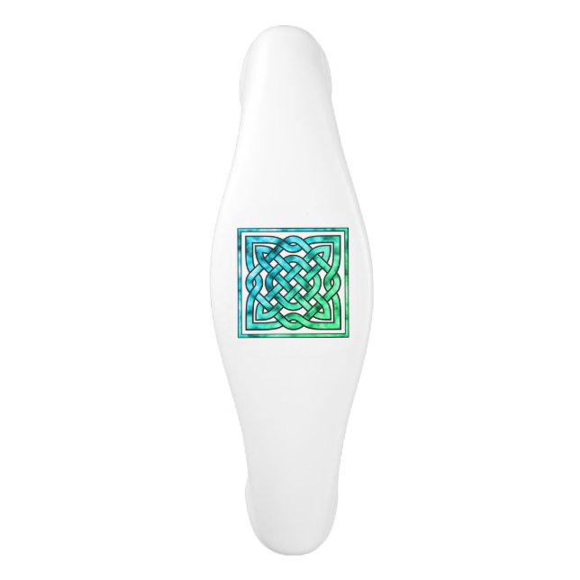 Celtic Knot - Square Blue Green Ceramic Cabinet Pull (Front)