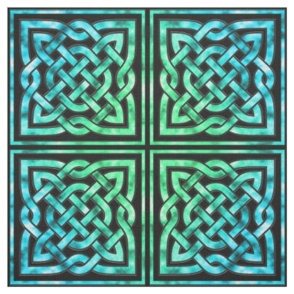 Celtic Knot - Square Blue Green Fabric