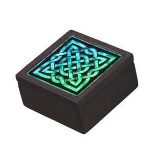 Celtic Knot - Square Blue Green Gift Box