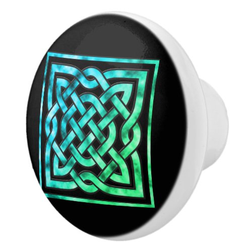 Celtic Knot _ Square Blue Green Knob