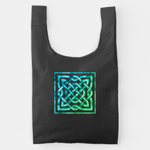 Celtic Knot - Square Blue Green Reusable Bag