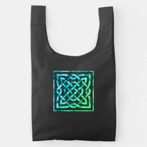 Celtic Knot _ Square Blue Green Reusable Bag