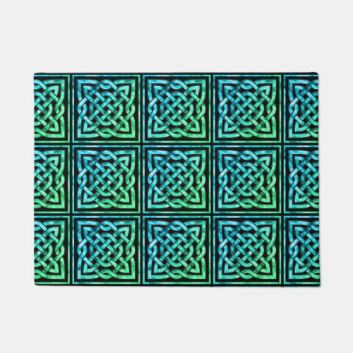 Celtic Knot _ Square Blue Green Tile Doormat