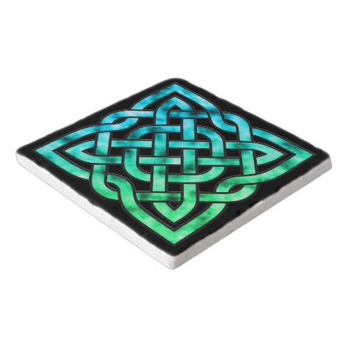 Celtic Knot _ Square Blue Green Trivet