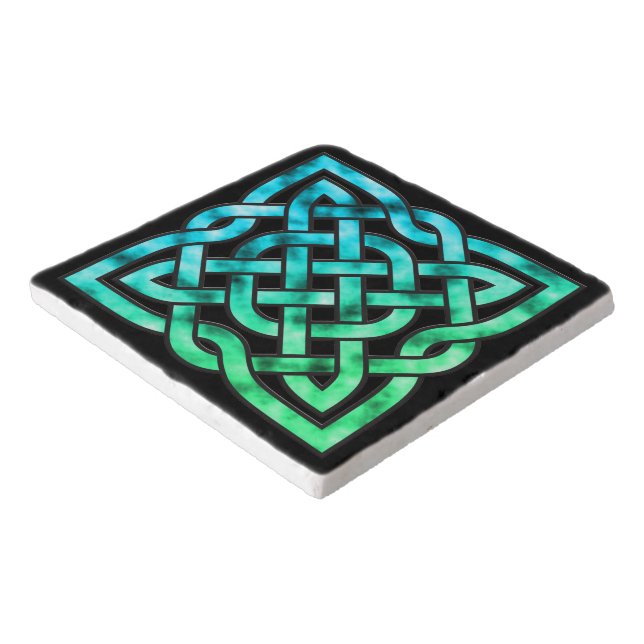 Celtic Knot - Square Blue Green Trivet (Corner)