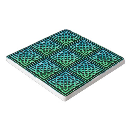 Celtic Knot _ Square Blue Green Trivet