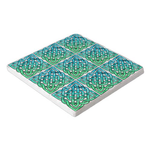 Celtic Knot _ Square Blue Green Trivet