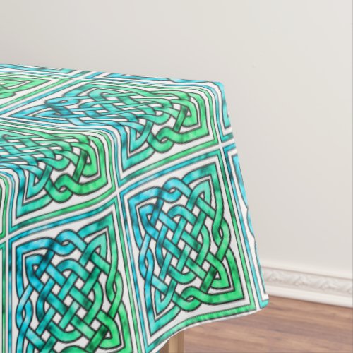 Celtic Knot _ Square Blue Green White Tablecloth
