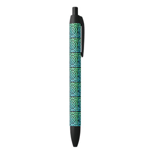 Celtic Knot _ Square Tile Blue Green Black Ink Pen