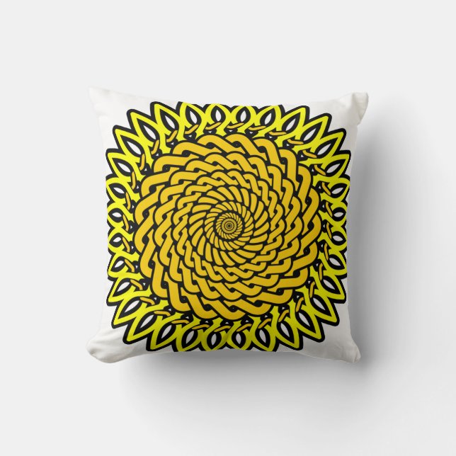 Celtic Knot Sunflower Drawing Throw Pillow (Front)