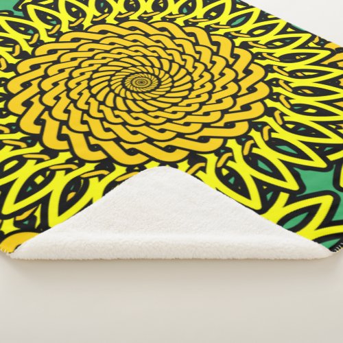 Celtic Knot Sunflower Pattern Sherpa Blanket