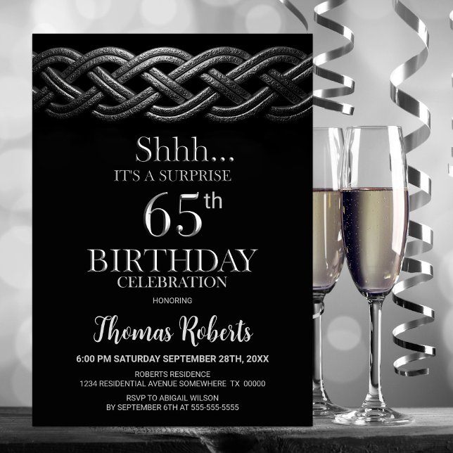Celtic Knot Surprise 65th Birthday Party Invitation (Creator Uploaded)