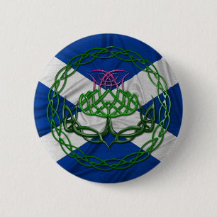 Celtic Knot Thistle And Flag Pinback Button