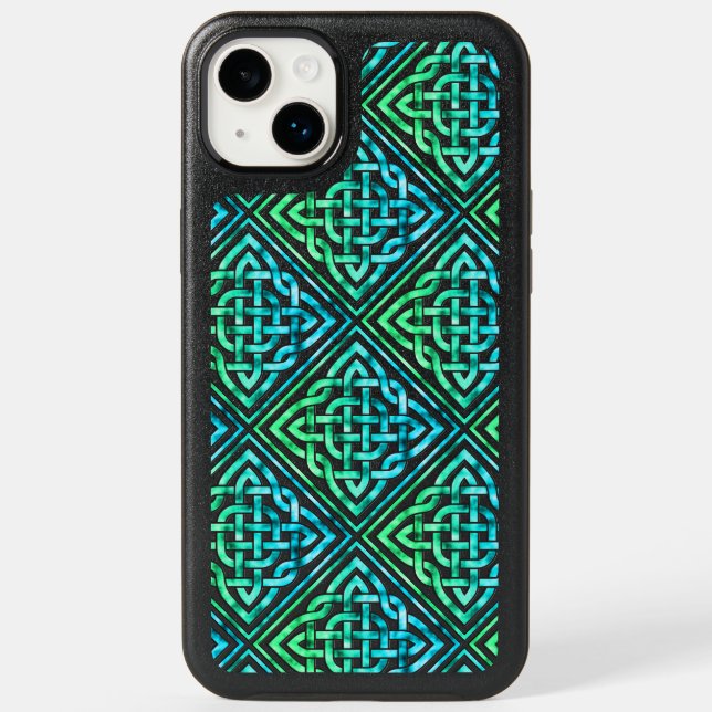 Celtic Knot - Tile Blue Green iPhone 14 Plus Case (Back)