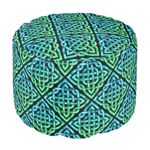 Celtic Knot Tile Pattern Round Pouf