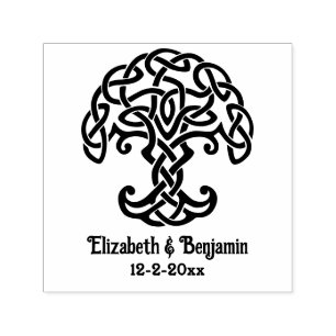 Celtic Knot Tree of Life Couple Names Date Self-inking Stamp