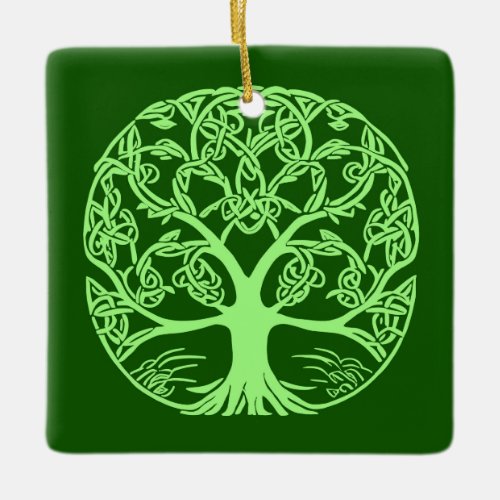 Celtic Knot Tree of Life Emerald Green Ceramic Ornament