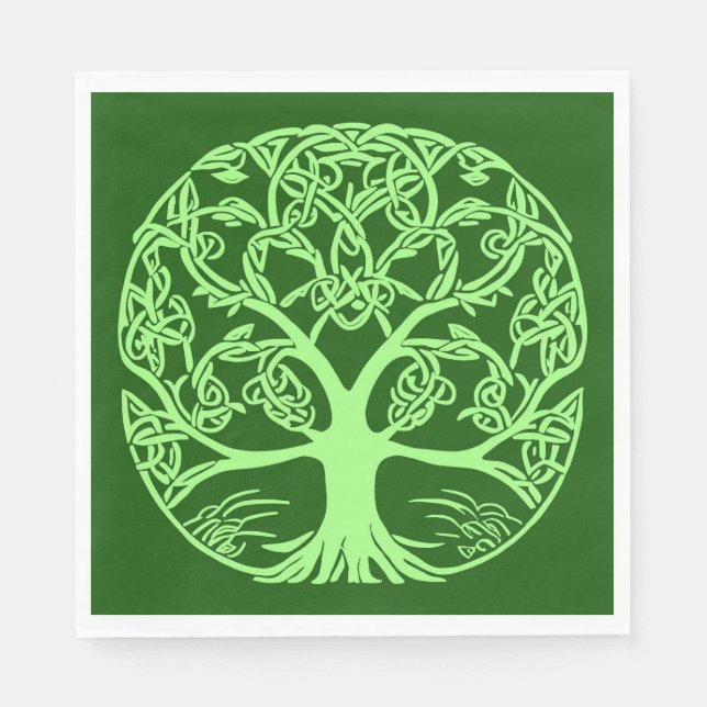 Celtic Knot Tree of Life Emerald Green  Napkins (Front)