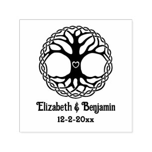 Celtic Knot Tree of Life Hrt Couple #2 Names Date Self-inking Stamp