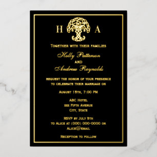 Celtic Knot Tree of Life Wedding Foil Invitation