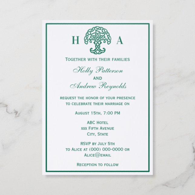 Celtic Knot Tree of Life Wedding Letterpress Photo Cards (Front)