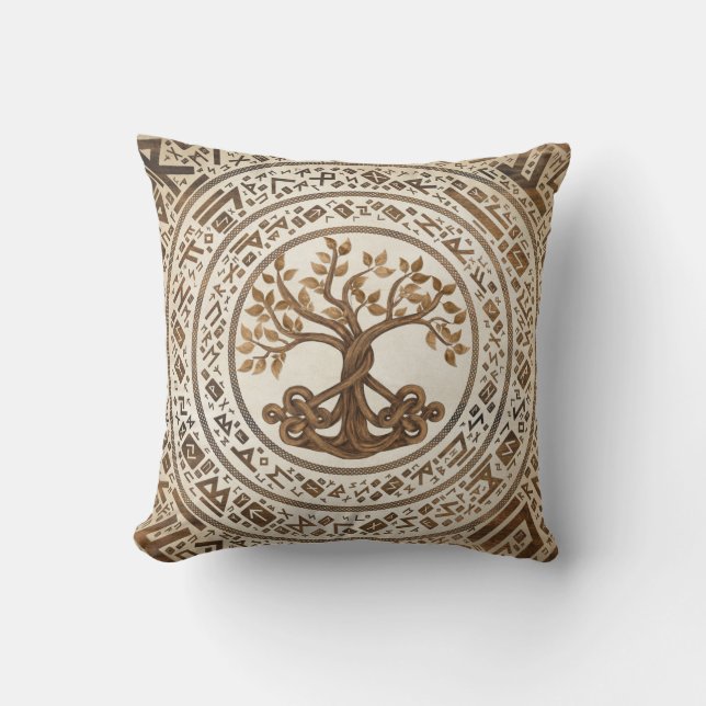 Celtic Knot Tree of life -Yggdrasil Throw Pillow (Front)