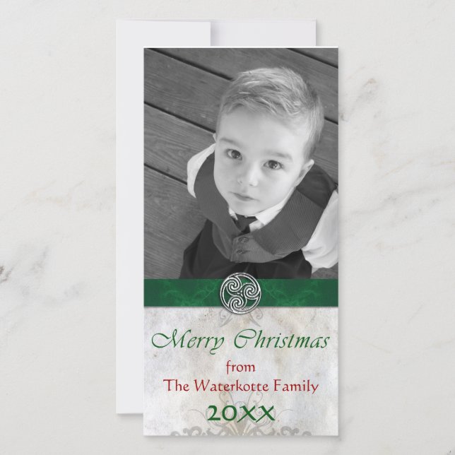 Celtic Knot Triskelion Holiday Christmas Photo Card (Front)