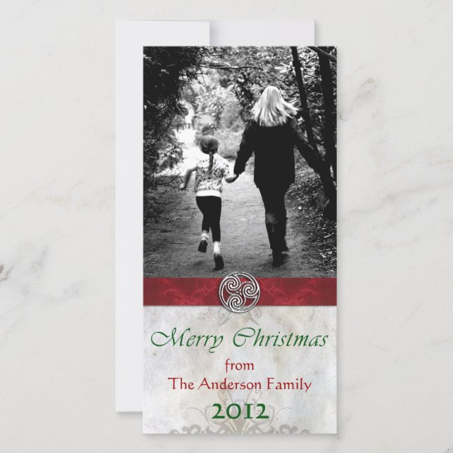 Celtic Knot Triskelion HolidayChristmas Photo Holiday Card (Front)
