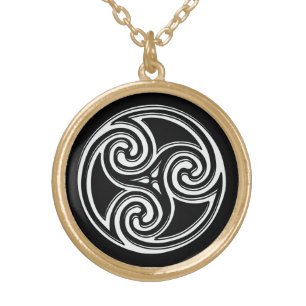 Celtic Knot Triskelion Irish Black Back Necklace